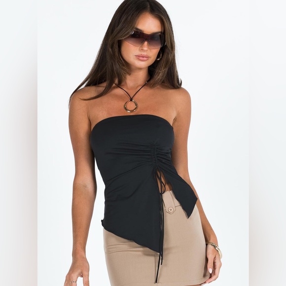 NWOT Princess Polly DESSY STRAPLESS TOP in BLACK - Picture 1 of 9